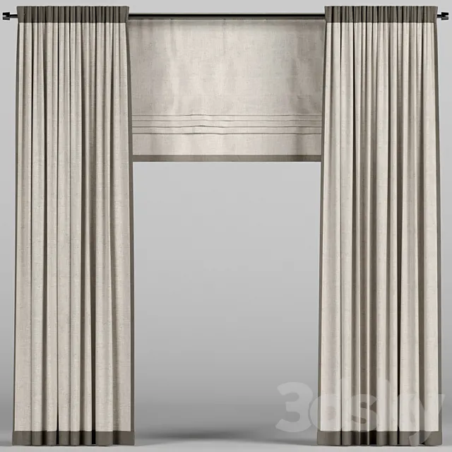 Beige curtains. 3D Model