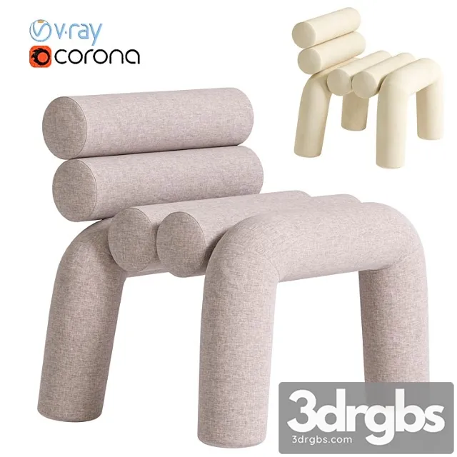 Beige Velvet Accent Chair 3 3D Model Free