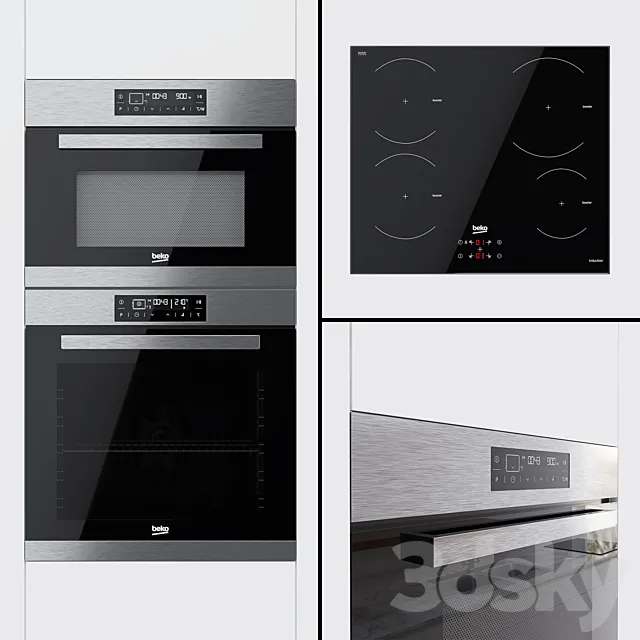 Beko - oven BIM32400 compact oven BQW12400 and hob HII64400AT 3D Model