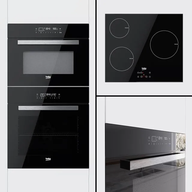 Beko - oven BQM24400 compact oven BQW14400 and hob HQI63400AT 3D Model