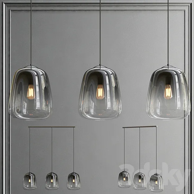 BelaLuz Hanglamp Smoaked 3-lichts 3D Model