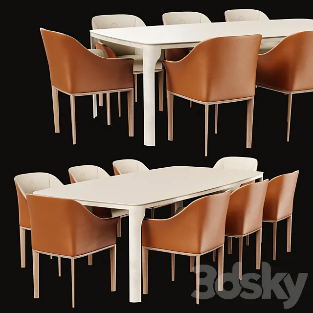 Belgado Table & Anabel Chair (trussardi Casa) 3DModel