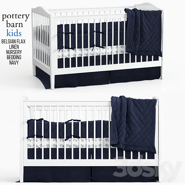 Belgian Flax Linen Nursery Bedding 3DModel