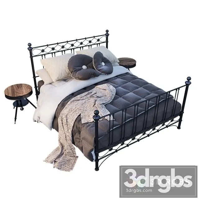 Belinda Black Metal Platform Bed 3D Model Free