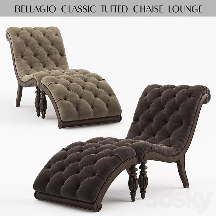 Bellagio Classic Tufted Chaise Lounge 3D Model