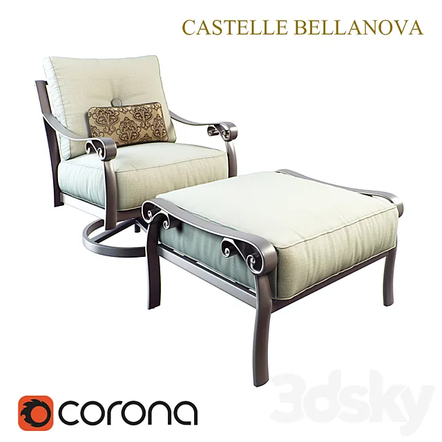 Bellanova Cushioned Swivel Rocker_Ottoman 3D Model