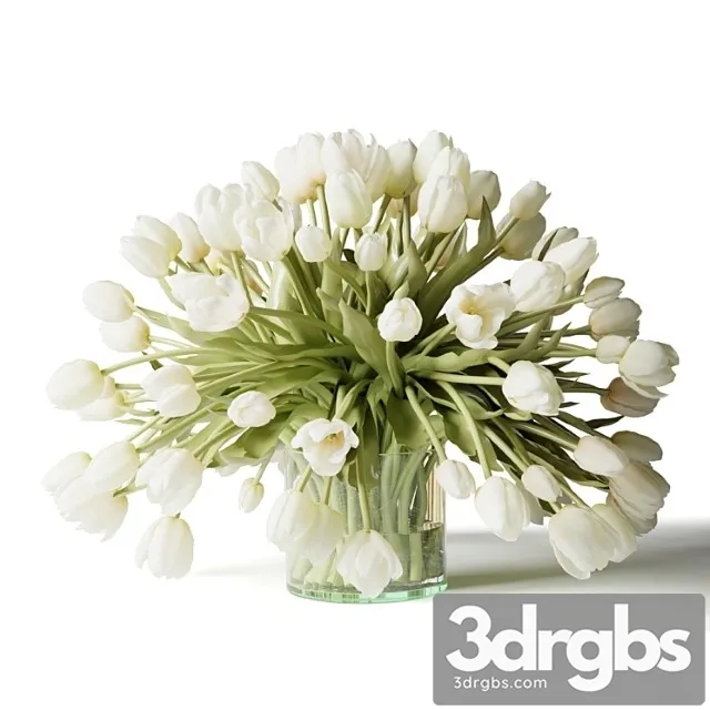 Belye Tiulpany V Vaze Buket Tsvetov 3D Model Free