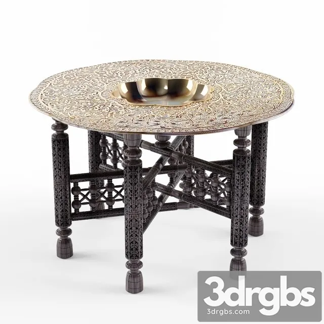 Benares Brass Tray Table 3D Model Free