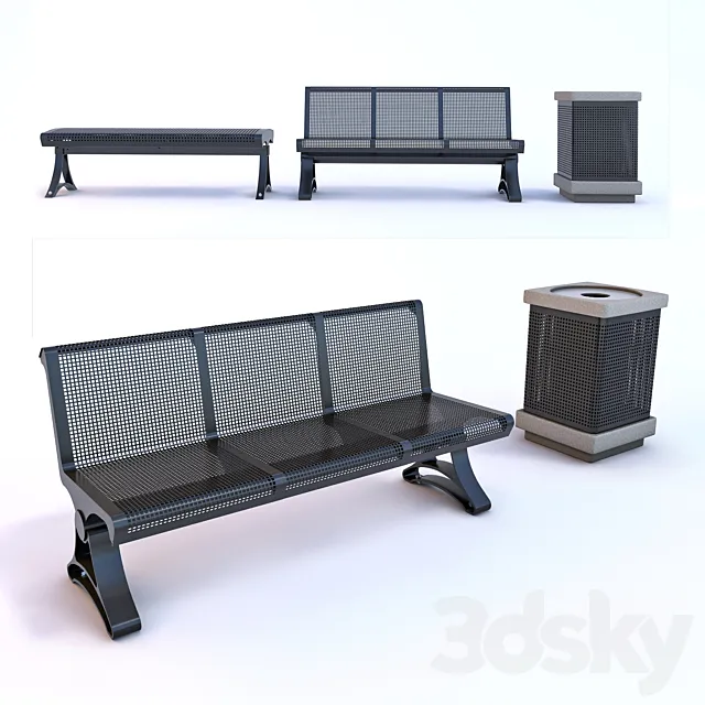 Bench and bin Naman 3DModel