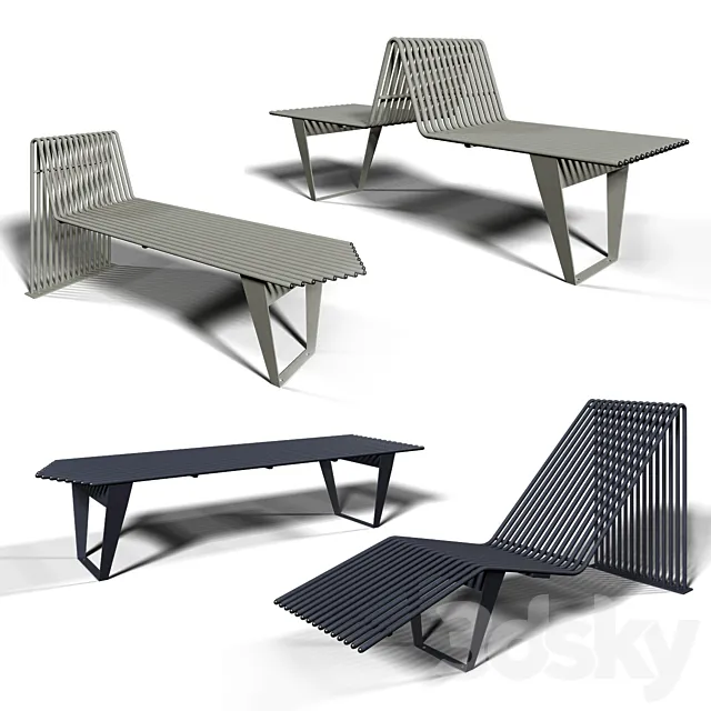bench and chaise lounge “puntogroup infinity” 3D Model