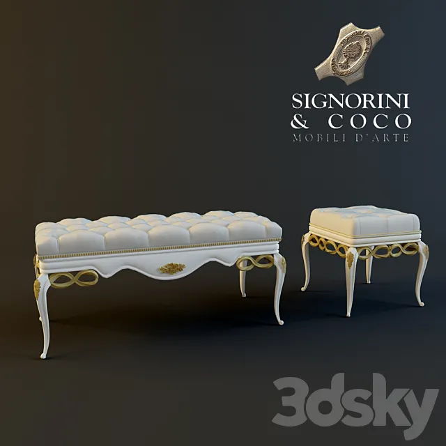Bench and poof Signorini & coco Forever 3D Model