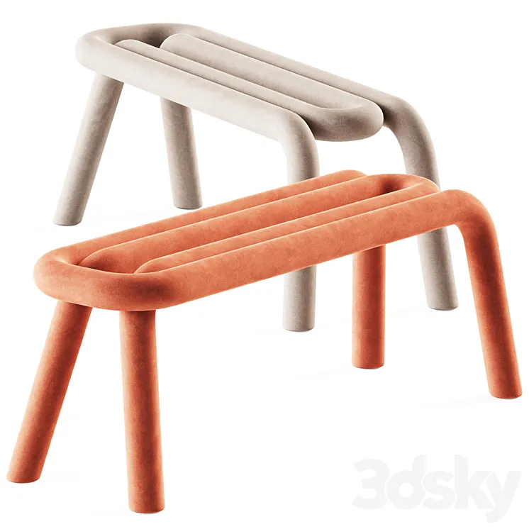 Bench Bold by Mustache / Upholstered bench 3D Model Free