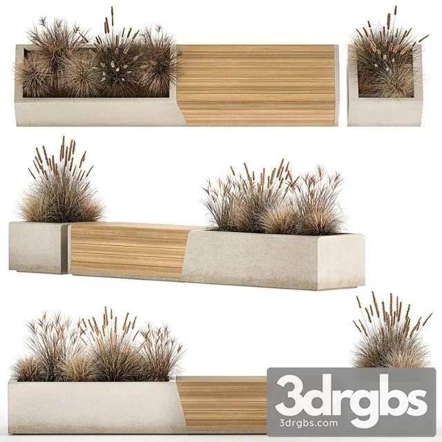 Bench Flower Bed For an Urban Environment 3D Model Free