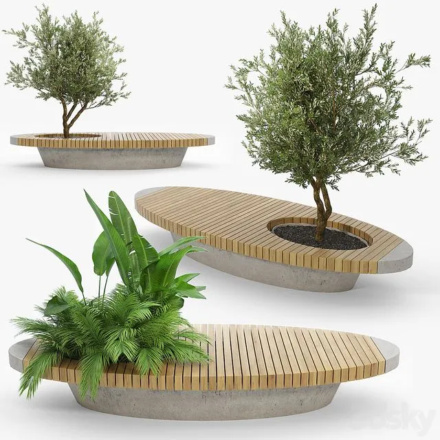 Bench flowerbed 3D Model