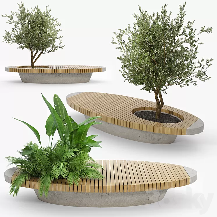 bench flowerbed 3D Model