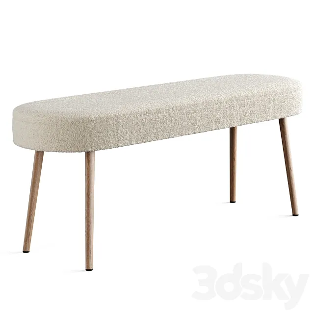 Bench in solid beech with boucle upholstery Jimi Free Download