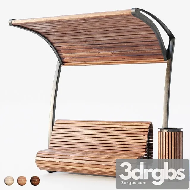 Bench pergola urn. 3D Model Free