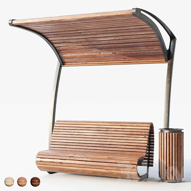 Bench pergola urn. 3D Model