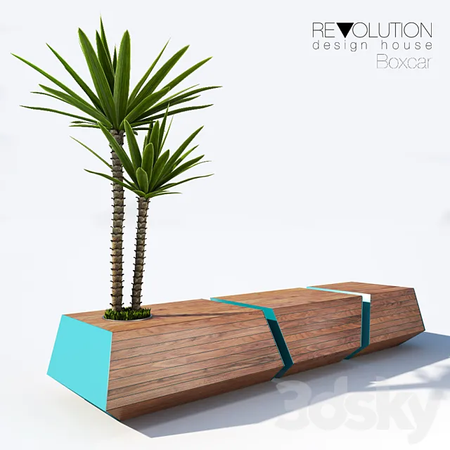 Bench. Revolution Design House design. Boxcar Bench 3DModel