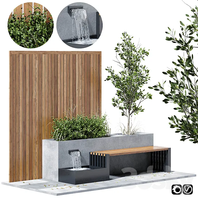 Bench set 01 3D Model