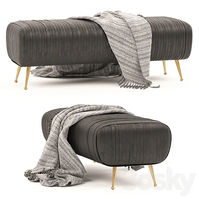 Bench souffle-ruched leather 3D Model