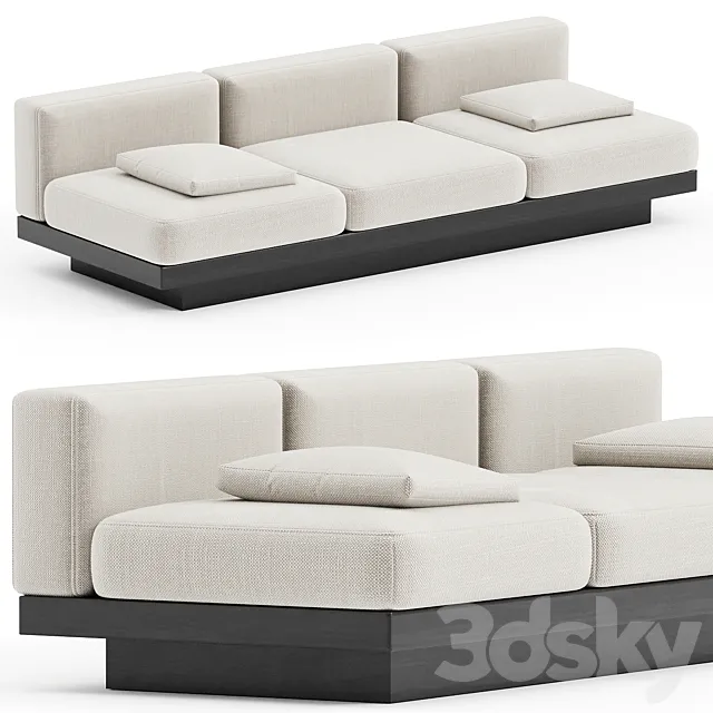 BENCH THREE SEATER BONE - BLACK INDOOR RUDOLPH 3D Model