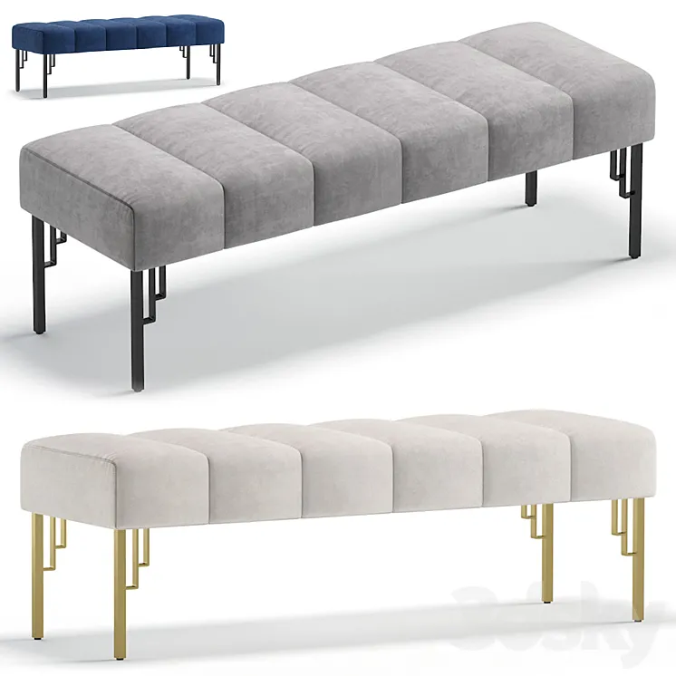 Bench WHITNEY by Cazarina Interiors 3 Colors Version 3D Model Free