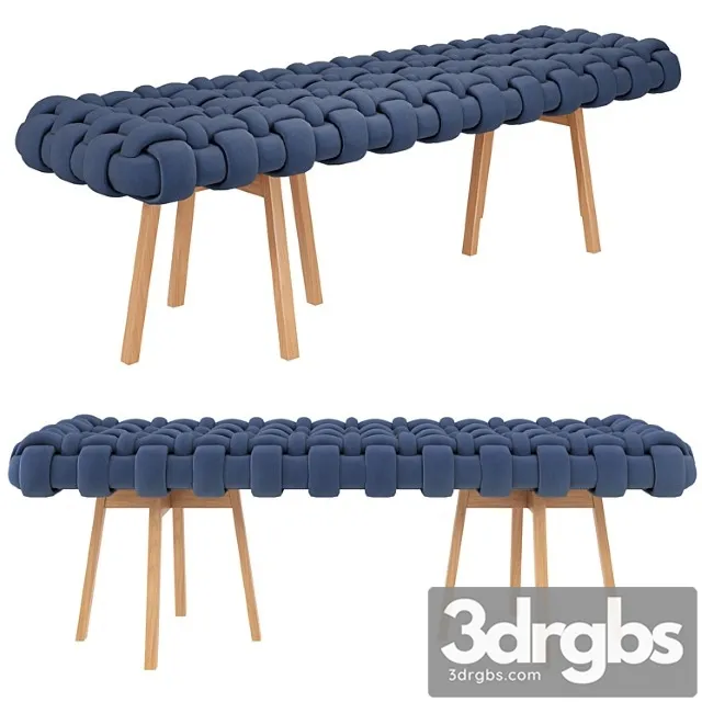 Bench wicker long size humberto da mata 2 3D Model Free