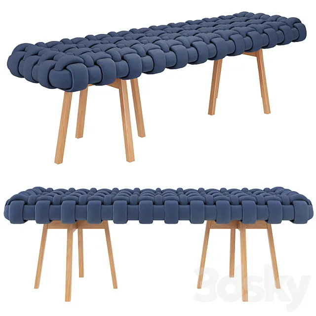 Bench wicker Long Size humberto da mata 3D Model