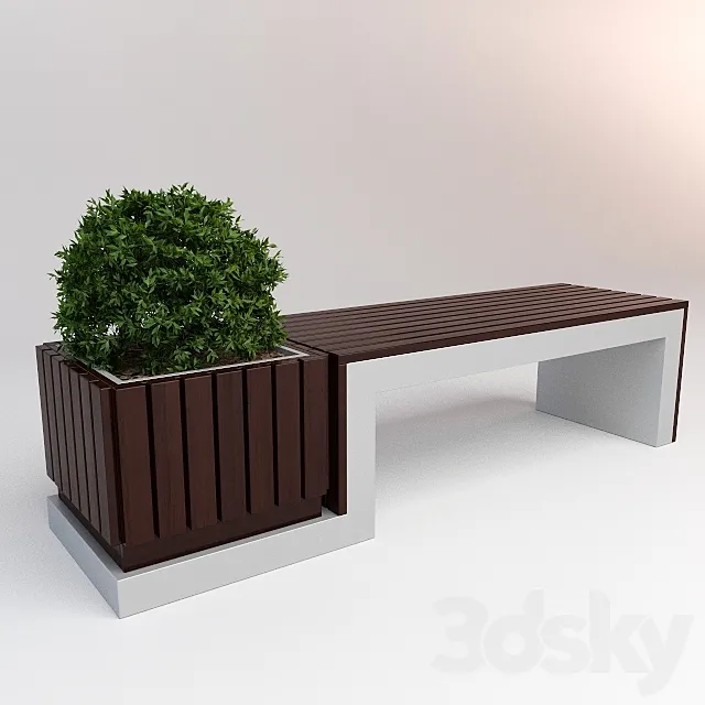 Bench with bush 3DModel