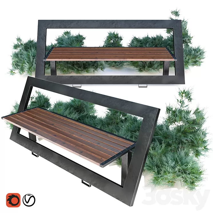 bench with juniper 3D Model