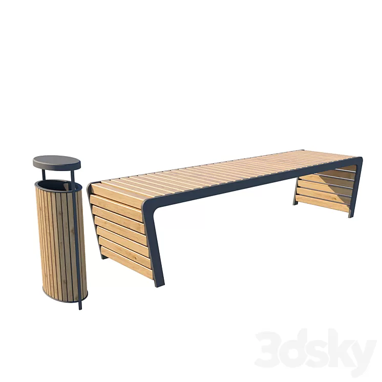 Bench with urn 3D Model