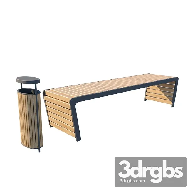 Bench with urn 3D Model Download
