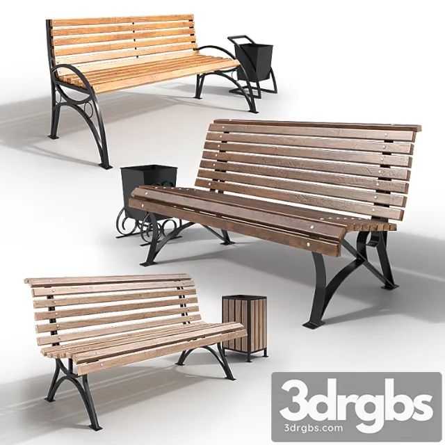 Benches and urns 3D Model Free