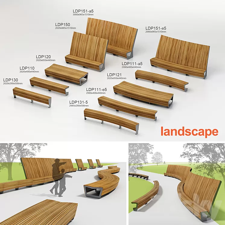 Benches Landscape 3D Model