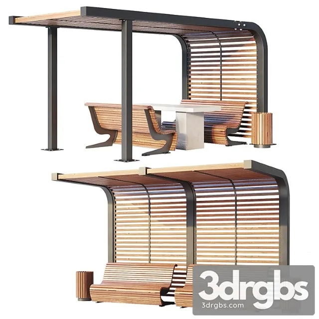Benches Pergola Urn 1 3D Model Free