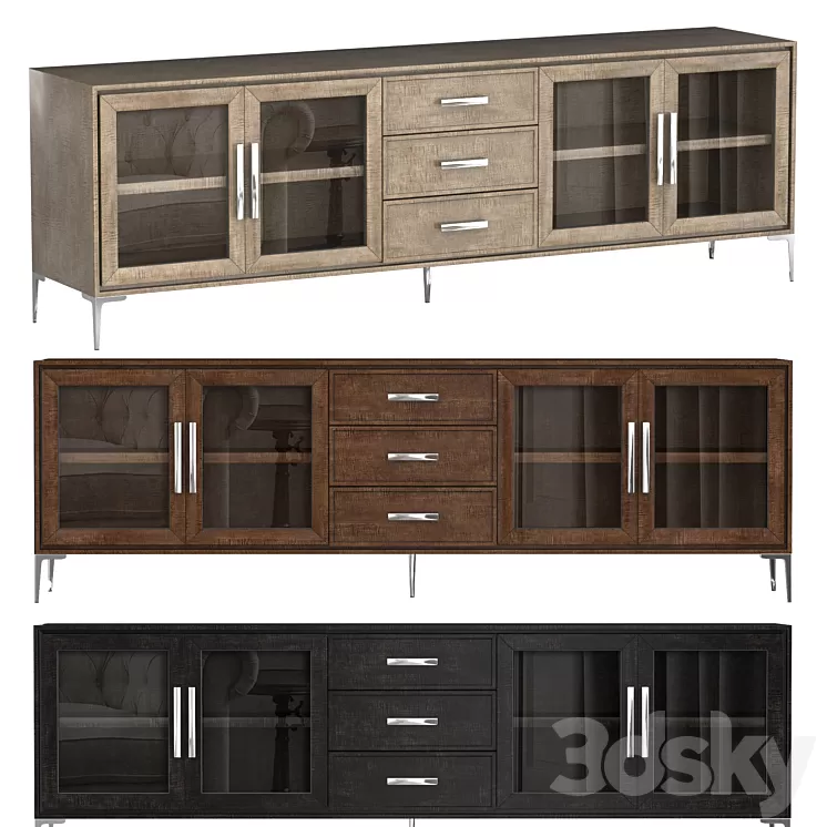 BENOIT GLASS 4-DOOR SIDEBOARD WITH DRAWERS 3D Model Free
