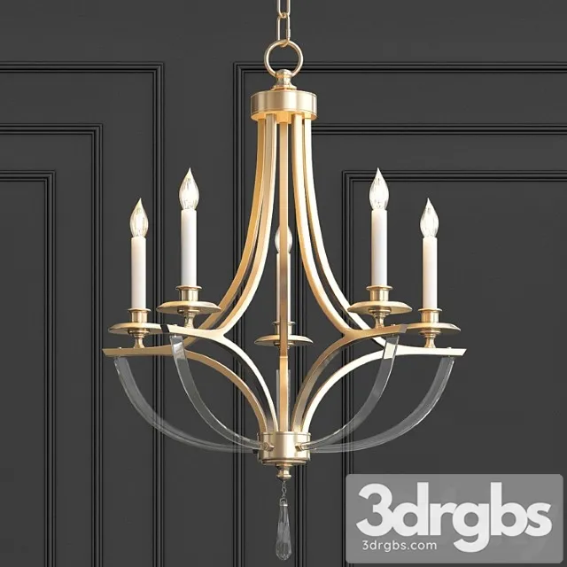 Bent 5-light crystal chandelier 3D Model Free