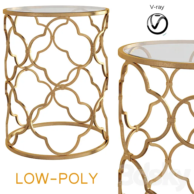 Benzara Superb Metal Glass Accent Table 3D Model