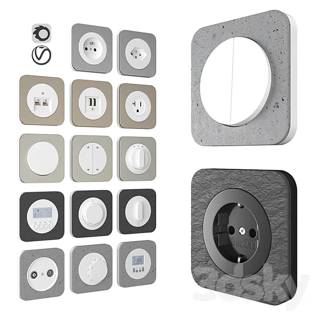 Berker R1 Sanded concrete. aluminum and slate 3DModel