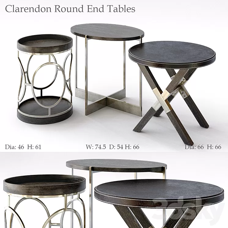 Bernhardt Clarendon Round End Tables 3D Model