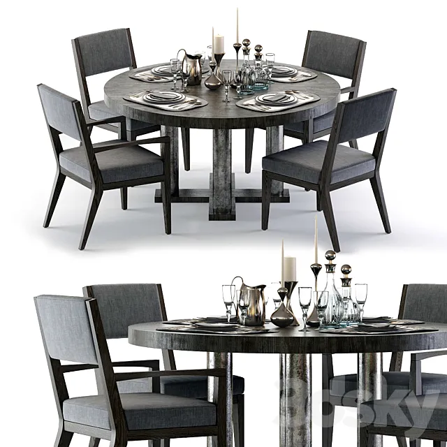 Bernhardt Linea Dining Set 3D Model
