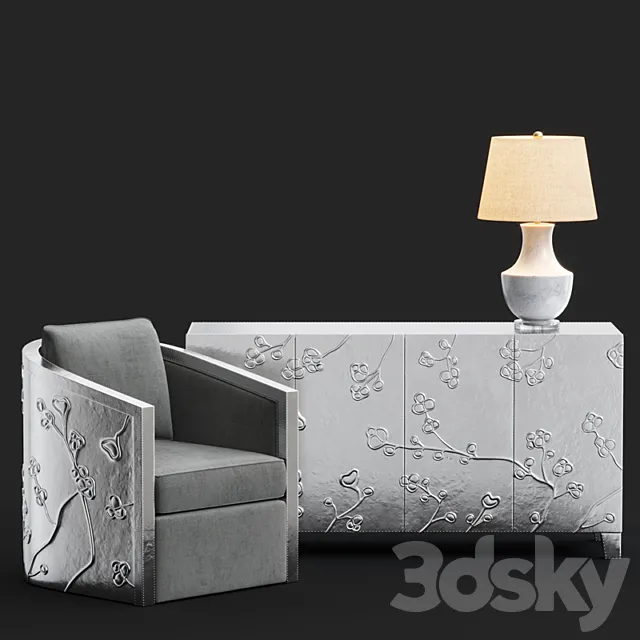 Bernhardt Sasha Chair _ Fleur Credenza 3DModel