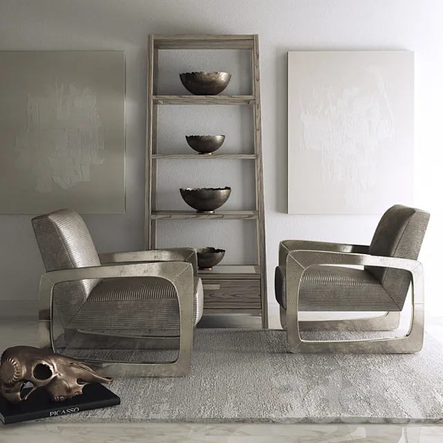 Bernhardt - Silvain Chair & Chilton Etagere 3D Model
