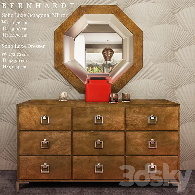 BERNHARDT Soho Luxe Dresser _ Soho Luxe Octagonal Mirror 3DModel
