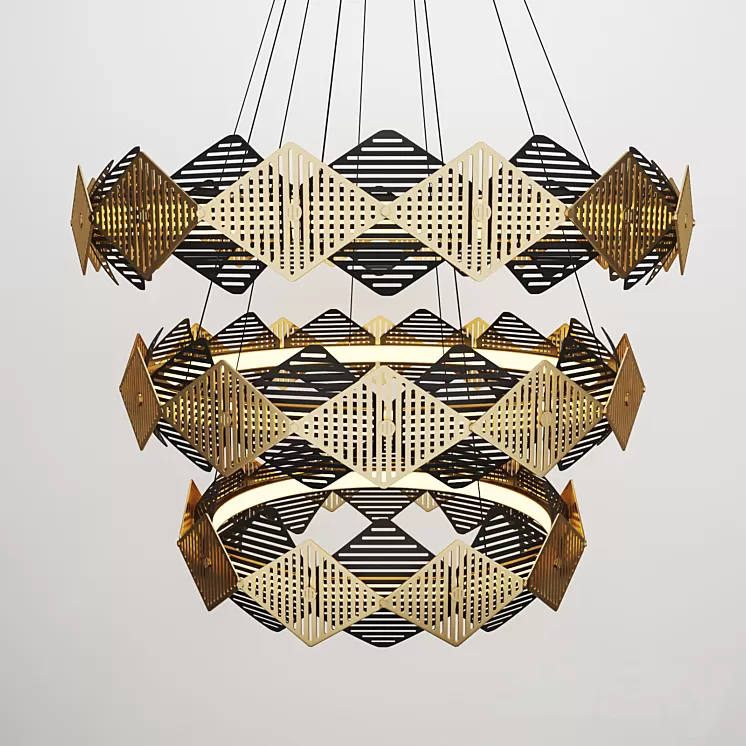 Bert Frank Rote Triple Chandelier 3D Model