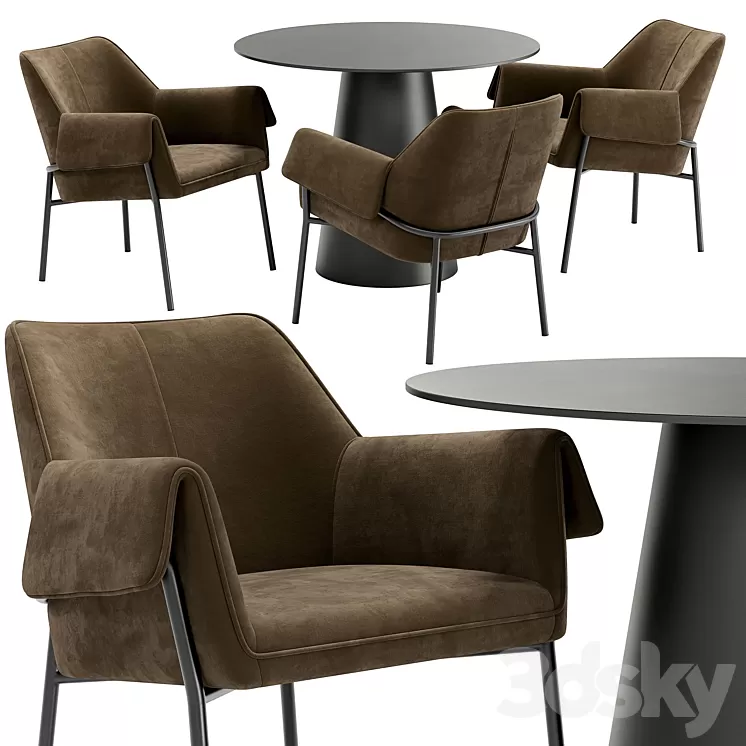 Bess dining chair and Alcor table 3D Model
