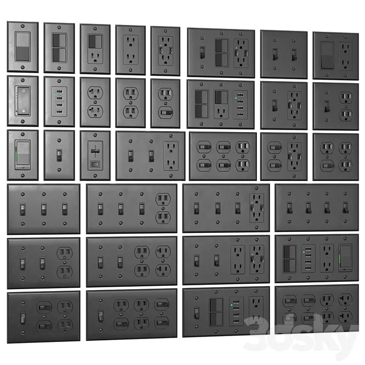 Bestten US wall switch and sockets 3D Model Free Download