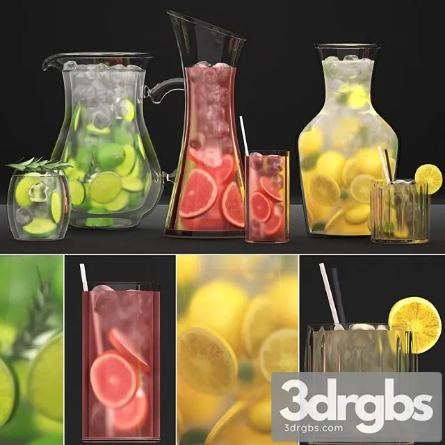 Beverages. lemonade 1. drinks lemonade citrus decanter cocktail lemon lime decor beverages 3D Model Free