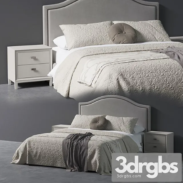 Beverly queen headboard bed 2 3D Model Free